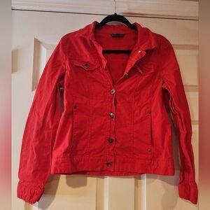Baccini red cotton lightweight button up jacket M